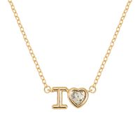 Vintage Style Simple Style Letter Heart Shape Alloy Plating Inlay Rhinestones Women's Pendant Necklace sku image 9