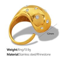 Titanium Steel Vintage Style Exaggerated Water Droplets Lines Plating Inlay Rhinestones Plastic Beads Rings main image 3