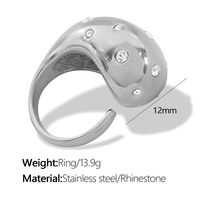 Titanium Steel Vintage Style Exaggerated Water Droplets Lines Plating Inlay Rhinestones Plastic Beads Rings main image 2