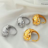 Titanium Steel Vintage Style Exaggerated Water Droplets Lines Plating Inlay Rhinestones Plastic Beads Rings main image 7