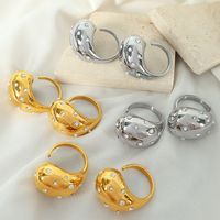 Titanium Steel Vintage Style Exaggerated Water Droplets Lines Plating Inlay Rhinestones Plastic Beads Rings main image 9