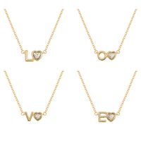 Vintage Style Simple Style Letter Heart Shape Alloy Plating Inlay Rhinestones Women's Pendant Necklace main image 5
