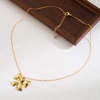 French Style Sweet Bow Knot Stainless Steel Plating 18k Gold Plated Pendant Necklace main image 4