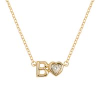 Vintage Style Simple Style Letter Heart Shape Alloy Plating Inlay Rhinestones Women's Pendant Necklace sku image 2