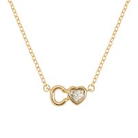 Vintage Style Simple Style Letter Heart Shape Alloy Plating Inlay Rhinestones Women's Pendant Necklace sku image 3