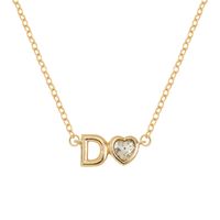 Vintage Style Simple Style Letter Heart Shape Alloy Plating Inlay Rhinestones Women's Pendant Necklace sku image 4