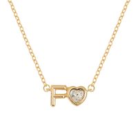 Vintage Style Simple Style Letter Heart Shape Alloy Plating Inlay Rhinestones Women's Pendant Necklace sku image 6