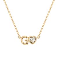 Vintage Style Simple Style Letter Heart Shape Alloy Plating Inlay Rhinestones Women's Pendant Necklace sku image 7
