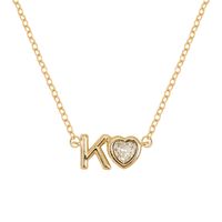 Vintage Style Simple Style Letter Heart Shape Alloy Plating Inlay Rhinestones Women's Pendant Necklace sku image 11
