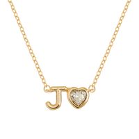 Vintage Style Simple Style Letter Heart Shape Alloy Plating Inlay Rhinestones Women's Pendant Necklace sku image 10