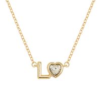 Vintage Style Simple Style Letter Heart Shape Alloy Plating Inlay Rhinestones Women's Pendant Necklace sku image 12