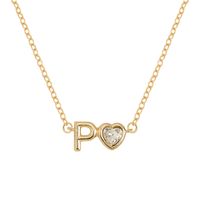 Vintage Style Simple Style Letter Heart Shape Alloy Plating Inlay Rhinestones Women's Pendant Necklace sku image 16