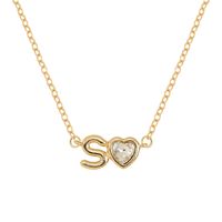 Vintage Style Simple Style Letter Heart Shape Alloy Plating Inlay Rhinestones Women's Pendant Necklace sku image 18