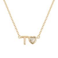 Vintage Style Simple Style Letter Heart Shape Alloy Plating Inlay Rhinestones Women's Pendant Necklace sku image 19