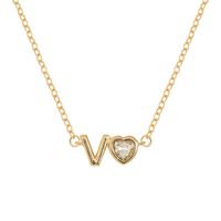 Vintage Style Simple Style Letter Heart Shape Alloy Plating Inlay Rhinestones Women's Pendant Necklace sku image 20