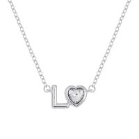 Vintage Style Simple Style Letter Heart Shape Alloy Plating Inlay Rhinestones Women's Pendant Necklace sku image 34