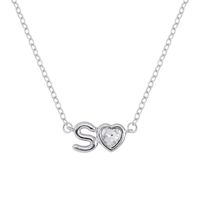 Vintage Style Simple Style Letter Heart Shape Alloy Plating Inlay Rhinestones Women's Pendant Necklace sku image 40