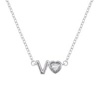 Vintage Style Simple Style Letter Heart Shape Alloy Plating Inlay Rhinestones Women's Pendant Necklace sku image 42