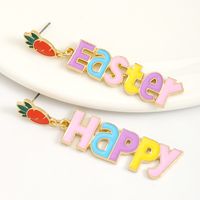 1 Pair Cute Rabbit Letter Tassel Plating Inlay Alloy Rhinestones Drop Earrings main image 7