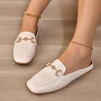 Women's Vintage Style Solid Color Square Toe Flats main image 6