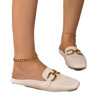 Women's Vintage Style Solid Color Square Toe Flats main image 5