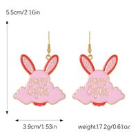 1 Pair Cute Rabbit Letter Tassel Plating Inlay Alloy Rhinestones Drop Earrings main image 2