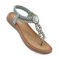 Women's Casual Solid Color Rhinestone T-Strap Beach Sandals main image 5