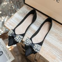 Women's Elegant Solid Color Bow Knot Point Toe Flats main image video
