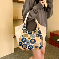 Women's Medium Canvas Flower Vintage Style Square Zipper Underarm Bag main image 2