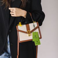 Women's Small Pvc Color Block Preppy Style Classic Style Square Lock Clasp Handbag main image 3