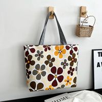 Women's Streetwear Color Block Flower Canvas Shopping Bags sku image 4