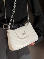 Women's Small Pu Leather Butterfly Classic Style Square Zipper Underarm Bag sku image 2