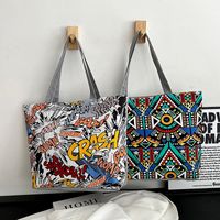 Women's Streetwear Color Block Flower Canvas Shopping Bags main image 3