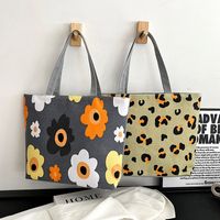 Women's Streetwear Color Block Flower Canvas Shopping Bags main image 4