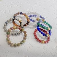 Simple Style Color Block Natural Stone Beaded Rings main image 1