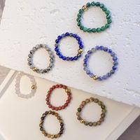 Simple Style Color Block Natural Stone Beaded Rings main image 4