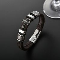 Simple Style Cross Pu Leather Alloy Plating Braid Unisex Bangle main image 5