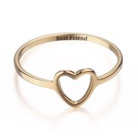 Wholesale Jewelry Simple Style Letter Heart Shape Alloy Plating Hollow Out Rings sku image 1