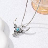 IG Style Simple Style Cattle Zinc Alloy Plating Inlay Turquoise Men's Pendant Necklace main image 1