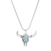 IG Style Simple Style Cattle Zinc Alloy Plating Inlay Turquoise Men's Pendant Necklace main image 5