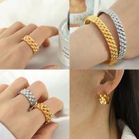 Titanium Steel Elegant Formal Simple Style Round Solid Color Plating Rings Bracelets Earrings main image 10