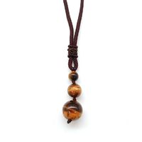 Simple Style Round Artificial Crystal Rope Tiger Eye Beaded Unisex Pendant Necklace sku image 1