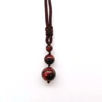Simple Style Round Artificial Crystal Rope Tiger Eye Beaded Unisex Pendant Necklace sku image 3