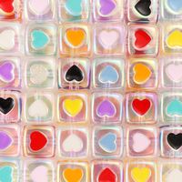 10 Pieces Arylic Heart Shape Dice Satin Beads sku image 6