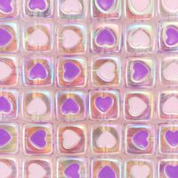 10 Pieces Arylic Heart Shape Dice Satin Beads sku image 2