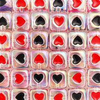 10 Pieces Arylic Heart Shape Dice Satin Beads sku image 1