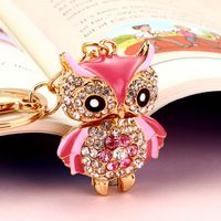 Cute Artistic Color Block Metal Inlay Rhinestones Women's Keychain sku image 5