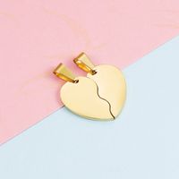 2 Pieces Set Stainless Steel None 18K Gold Plated Rose Gold Plated Heart Shape Polished Pendant sku image 2