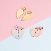 2 Pieces Set Stainless Steel None 18K Gold Plated Rose Gold Plated Heart Shape Polished Pendant main image 6