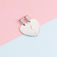 2 Pieces Set Stainless Steel None 18K Gold Plated Rose Gold Plated Heart Shape Polished Pendant sku image 1